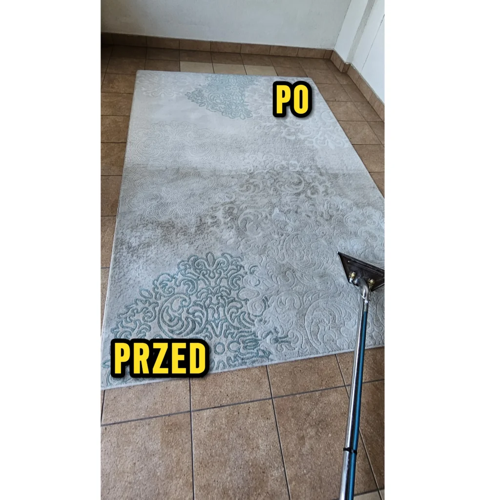 Dywan podczas prania. Efekt przed i po | Pranie dywanów Gostynin